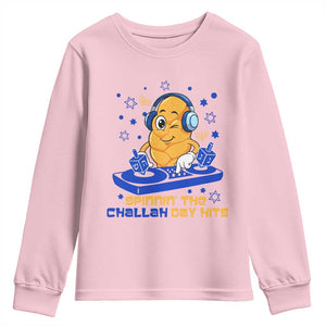 Hanukkah DJ Challah And Dreidel Youth Sweatshirt Funny Jewish Gift TS12 Light Pink Print Your Wear