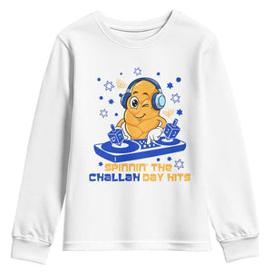 Hanukkah DJ Challah And Dreidel Youth Sweatshirt Funny Jewish Gift TS12 White Print Your Wear