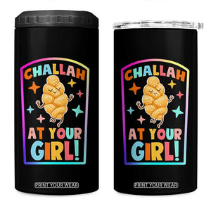 Funny Hanukkah Challah At Ya Girl 4 in 1 Can Cooler Tumbler Jewish Chanukah Bread Gift TS12 One Size: 16 oz Black Print Your Wear