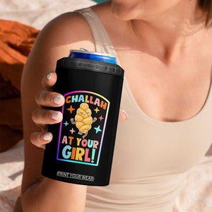 Funny Hanukkah Challah At Ya Girl 4 in 1 Can Cooler Tumbler Jewish Chanukah Bread Gift TS12 Print Your Wear