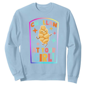 Funny Hanukkah Challah At Ya Girl Sweatshirt Jewish Chanukah Bread Gift TS12 Light Blue Print Your Wear