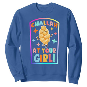 Funny Hanukkah Challah At Ya Girl Sweatshirt Jewish Chanukah Bread Gift TS12 Royal Blue Print Your Wear