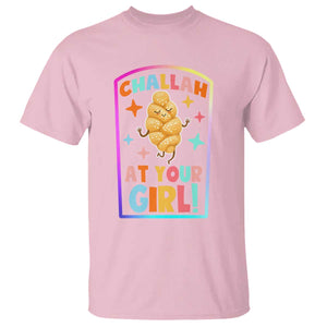 Funny Hanukkah Challah At Ya Girl T Shirt Jewish Chanukah Bread Gift TS12 Light Pink Print Your Wear
