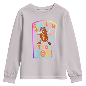 Hanukkah Challah At Ya Boy Youth Sweatshirt Funny Holiday Gift TS12 Ice Gray Print Your Wear