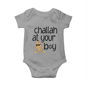 Festival Of Lights Gift Baby Onesie Hanukkah Challah At Ya Boy TS12 Sport Gray Print Your Wear