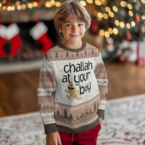 Festival Of Lights Gift Ugly Christmas Sweater Hanukkah Challah At Ya Boy TS12 Mocha Mousse Print Your Wear