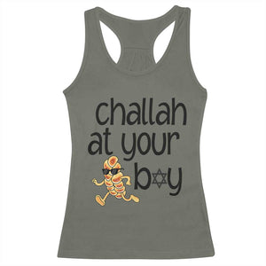 Festival Of Lights Gift Racerback Tank Top Hanukkah Challah At Ya Boy TS12 Military Green Print Your Wear