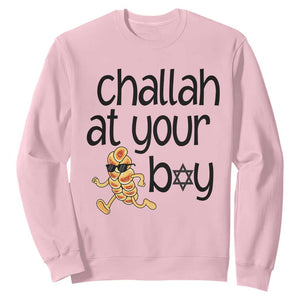 Festival Of Lights Gift Sweatshirt Hanukkah Challah At Ya Boy TS12 Light Pink Print Your Wear