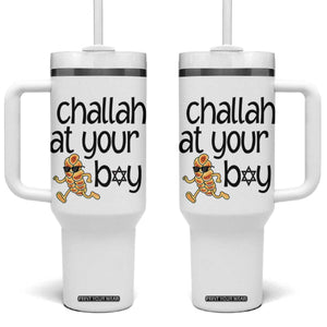 Festival Of Lights Gift Tumbler With Handle Hanukkah Challah At Ya Boy TS12 One Size: 40 oz White Print Your Wear