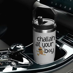 Festival Of Lights Gift Flip Straw Tumbler Hanukkah Challah At Ya Boy TS12 Print Your Wear