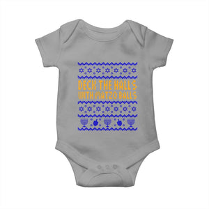 Funny Ugly Hanukkah Baby Onesie Deck The Halls With Matzo Balls Jewish Gift TS12 Sport Gray Print Your Wear