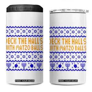 Funny Ugly Hanukkah 4 in 1 Can Cooler Tumbler Deck The Halls With Matzo Balls Jewish Gift TS12 One Size: 16 oz White Print Your Wear