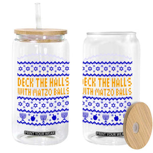 Funny Ugly Hanukkah Glass Can Deck The Halls With Matzo Balls Jewish Gift TS12 Print Your Wear