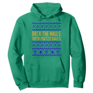 Funny Ugly Hanukkah Hoodie Deck The Halls With Matzo Balls Jewish Gift TS12 Irish Green Print Your Wear