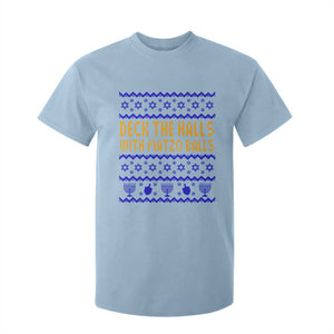 Funny Ugly Hanukkah T Shirt For Kid Deck The Halls With Matzo Balls Jewish Gift TS12 Light Blue Print Your Wear