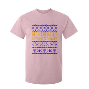 Funny Ugly Hanukkah T Shirt For Kid Deck The Halls With Matzo Balls Jewish Gift TS12 Light Pink Print Your Wear