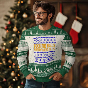 Funny Ugly Hanukkah Ugly Christmas Sweater Deck The Halls With Matzo Balls Jewish Gift TS12 Beige Green Print Your Wear