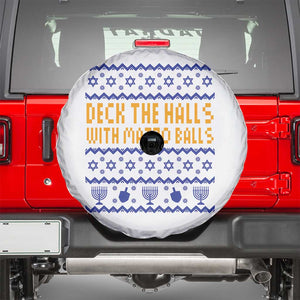 Funny Ugly Hanukkah Spare Tire Cover Deck The Halls With Matzo Balls Jewish Gift TS12 White Print Your Wear