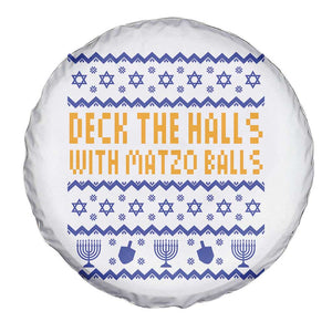 Funny Ugly Hanukkah Spare Tire Cover Deck The Halls With Matzo Balls Jewish Gift - Print Your Wear