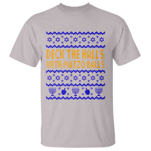 Funny Ugly Hanukkah T Shirt Deck The Halls With Matzo Balls Jewish Gift TS12 Ice Gray Print Your Wear