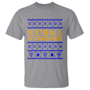 Funny Ugly Hanukkah T Shirt Deck The Halls With Matzo Balls Jewish Gift TS12 Sport Gray Print Your Wear