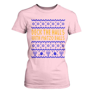 Funny Ugly Hanukkah T Shirt For Women Deck The Halls With Matzo Balls Jewish Gift TS12 Light Pink Print Your Wear