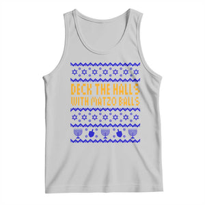 Funny Ugly Hanukkah Tank Top Deck The Halls With Matzo Balls Jewish Gift TS12 Ash Print Your Wear