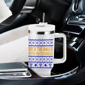 Funny Ugly Hanukkah Tumbler With Handle Deck The Halls With Matzo Balls Jewish Gift TS12 Print Your Wear