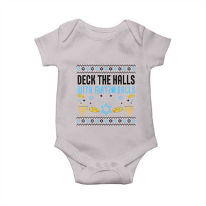 Deck The Halls With Matzo Balls Baby Onesie Funny Ugly Jewish Holiday Gift TS12 Ice Gray Print Your Wear