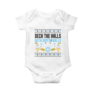 Deck The Halls With Matzo Balls Baby Onesie Funny Ugly Jewish Holiday Gift TS12 White Print Your Wear