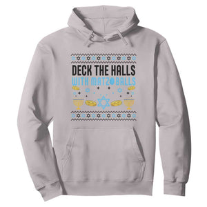 Deck The Halls With Matzo Balls Hoodie Funny Ugly Jewish Holiday Gift TS12 Ice Gray Print Your Wear