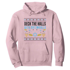 Deck The Halls With Matzo Balls Hoodie Funny Ugly Jewish Holiday Gift TS12 Light Pink Print Your Wear