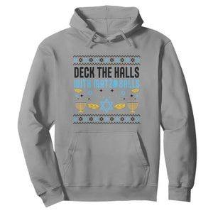 Deck The Halls With Matzo Balls Hoodie Funny Ugly Jewish Holiday Gift TS12 Sport Gray Print Your Wear