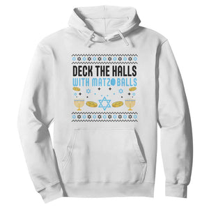 Deck The Halls With Matzo Balls Hoodie Funny Ugly Jewish Holiday Gift TS12 White Print Your Wear