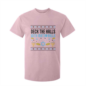 Deck The Halls With Matzo Balls T Shirt For Kid Funny Ugly Jewish Holiday Gift TS12 Light Pink Print Your Wear