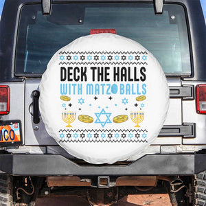 Deck The Halls With Matzo Balls Spare Tire Cover Funny Ugly Jewish Holiday Gift TS12 No hole White Print Your Wear