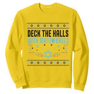 Deck The Halls With Matzo Balls Sweatshirt Funny Ugly Jewish Holiday Gift TS12 Daisy Print Your Wear