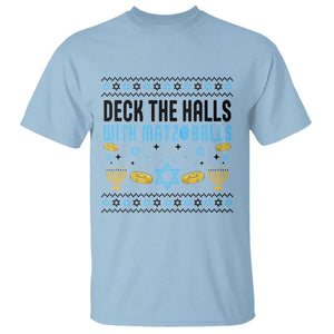 Deck The Halls With Matzo Balls T Shirt Funny Ugly Jewish Holiday Gift TS12 Light Blue Print Your Wear