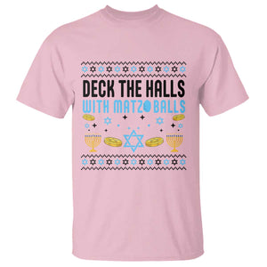 Deck The Halls With Matzo Balls T Shirt Funny Ugly Jewish Holiday Gift TS12 Light Pink Print Your Wear