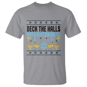 Deck The Halls With Matzo Balls T Shirt Funny Ugly Jewish Holiday Gift TS12 Sport Gray Print Your Wear