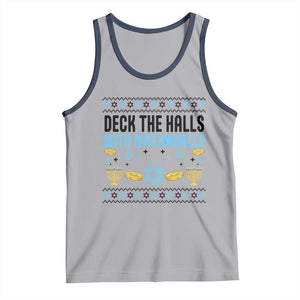 Deck The Halls With Matzo Balls Tank Top Funny Ugly Jewish Holiday Gift TS12 Athletic Heather Navy Print Your Wear