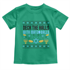 Deck The Halls With Matzo Balls Toddler T Shirt Funny Ugly Jewish Holiday Gift TS12 Irish Green Print Your Wear