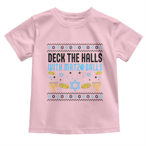 Deck The Halls With Matzo Balls Toddler T Shirt Funny Ugly Jewish Holiday Gift TS12 Light Pink Print Your Wear