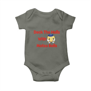 Deck The Halls With Matzo Balls Baby Onesie Religious Jewish Holiday Gift TS12 Military Green Print Your Wear