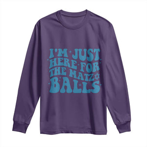 Funny Hanukkah Long Sleeve Shirt Im Just Here For The Matzo Balls Jewish Gift TS12 Purple Print Your Wear