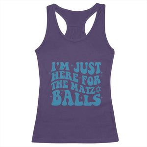 Funny Hanukkah Racerback Tank Top Im Just Here For The Matzo Balls Jewish Gift TS12 Purple Print Your Wear