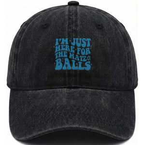 Funny Hanukkah Washed Cotton Baseball Cap Im Just Here For The Matzo Balls Jewish Gift TS12 Print Your Wear