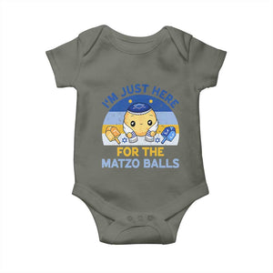 Im Just Here For The Matzo Balls Baby Onesie Funny Jewish Holiday Gift TS12 Military Green Print Your Wear
