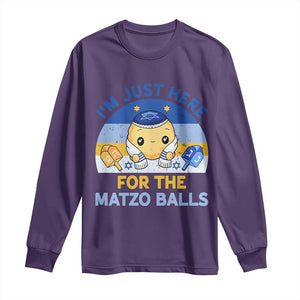 Im Just Here For The Matzo Balls Long Sleeve Shirt Funny Jewish Holiday Gift TS12 Purple Print Your Wear