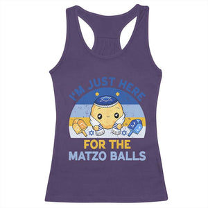 Im Just Here For The Matzo Balls Racerback Tank Top Funny Jewish Holiday Gift TS12 Purple Print Your Wear